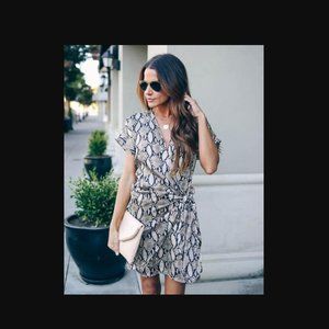 Python Print, Satin wrap dress